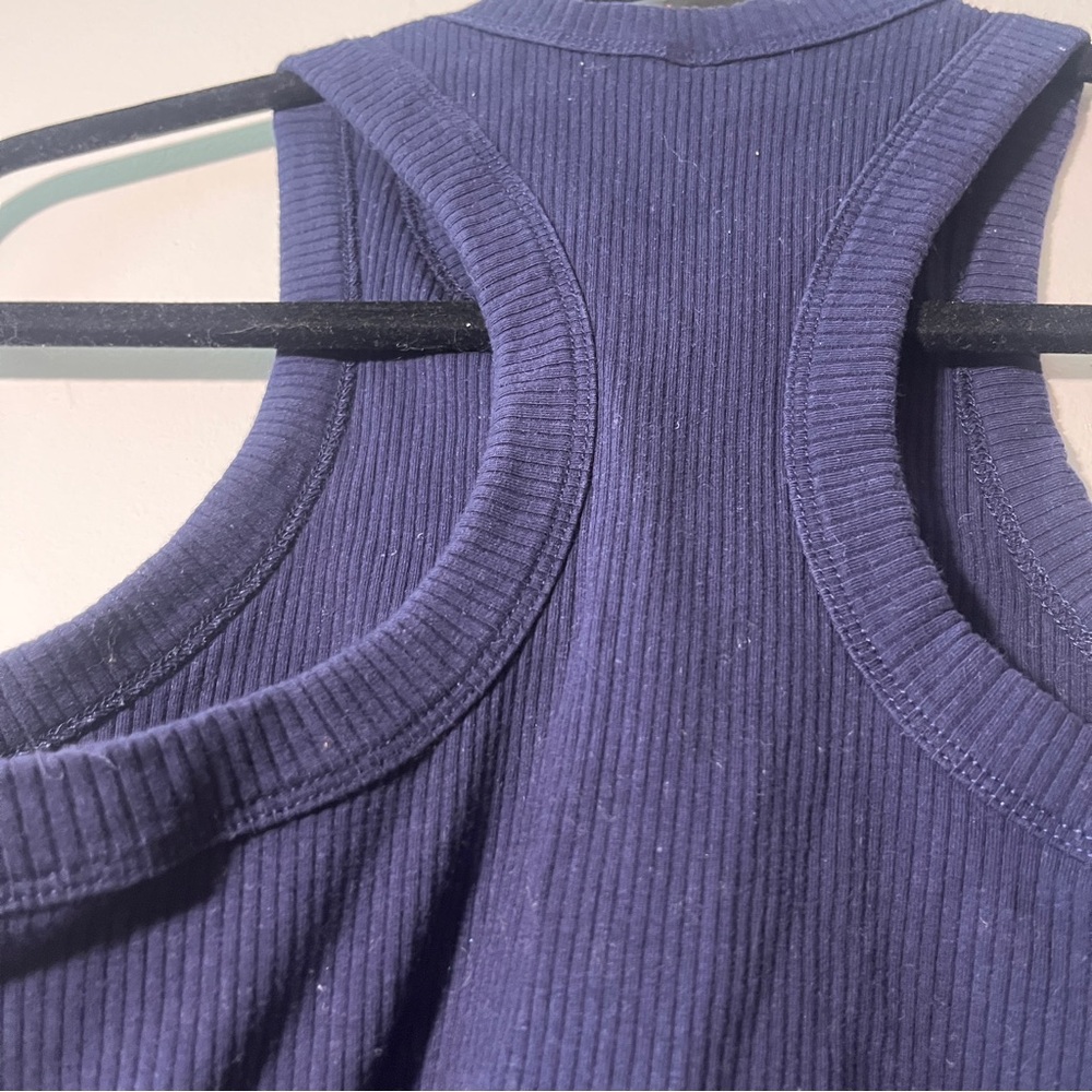 Navy Blue Ribbed Tank Top - Picture 4 of 4